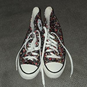 Converse Black Floral High-Top Sneakers